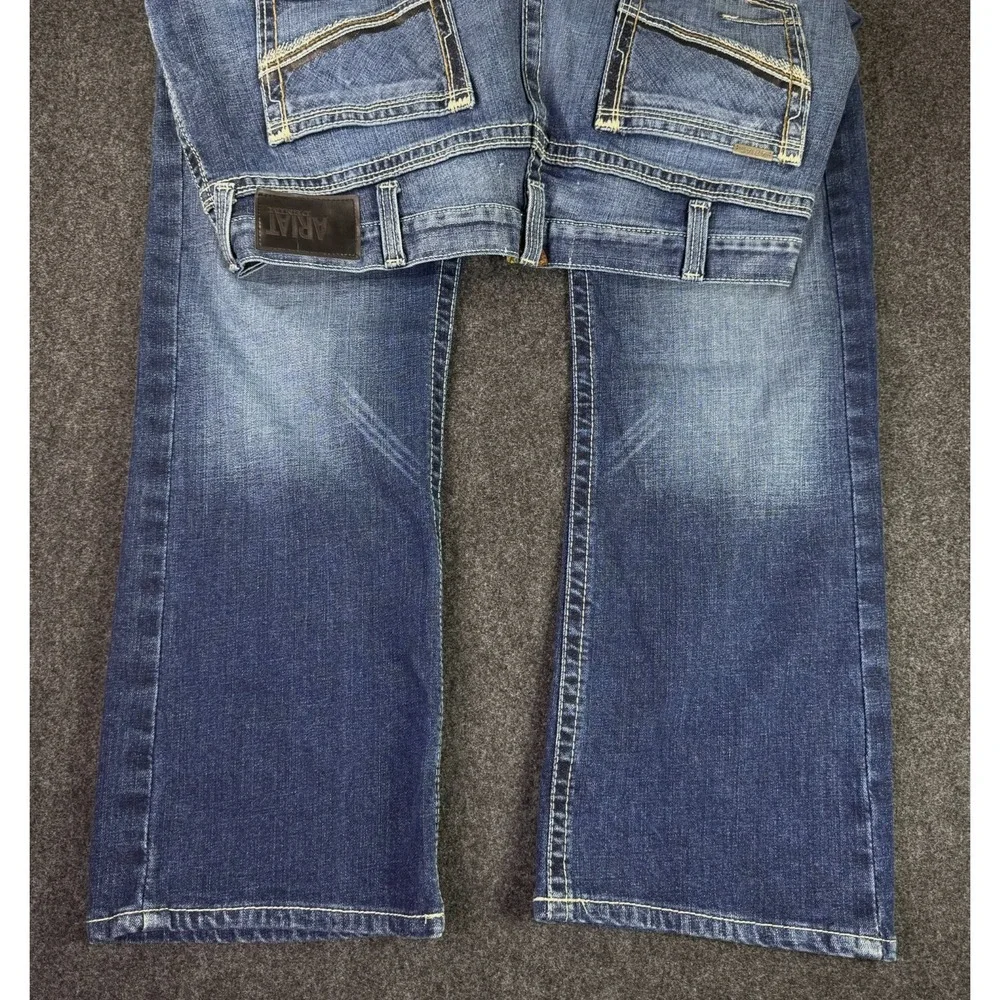 Ariat M7 Jeans Mens 40x31 Denim Rocker Boot Cut Work Wear Thick Stitch Western
